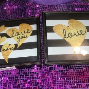 Gold Heart Wall Art Set
